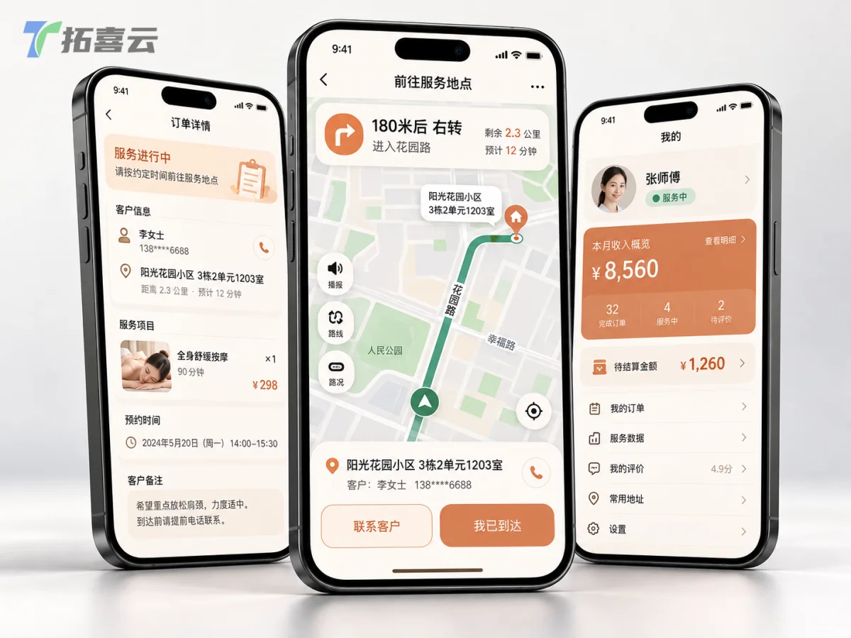 技师端App支持服务全流程执行与收入管理
