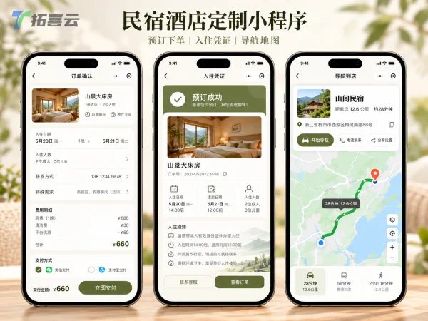 民宿酒店小程序案例：房态实时同步，预订入住全流程线上化，管理成本显著降低