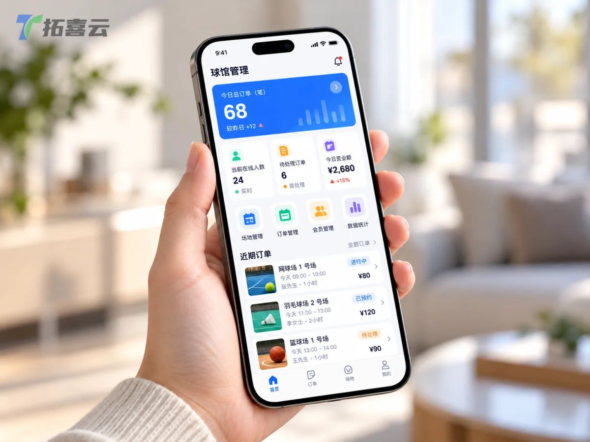 管理者可随时随地通过手机管理场馆运营。