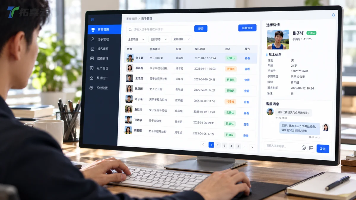 后台管理界面为赛事组织者提供了高效的集中管控入口。