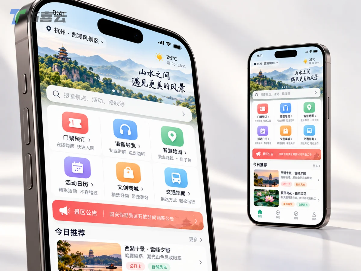 小程序首页清晰聚合了游客所需的核心功能。