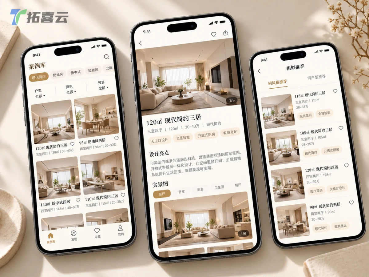 案例库支持多维度筛选与详情展示。