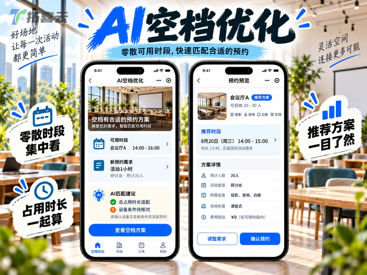 展示AI空档优化功能如何智能匹配预约需求与可用时段
