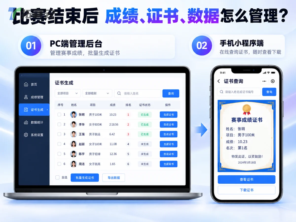 展示赛事管理系统赛后管理全流程与核心功能操作界面