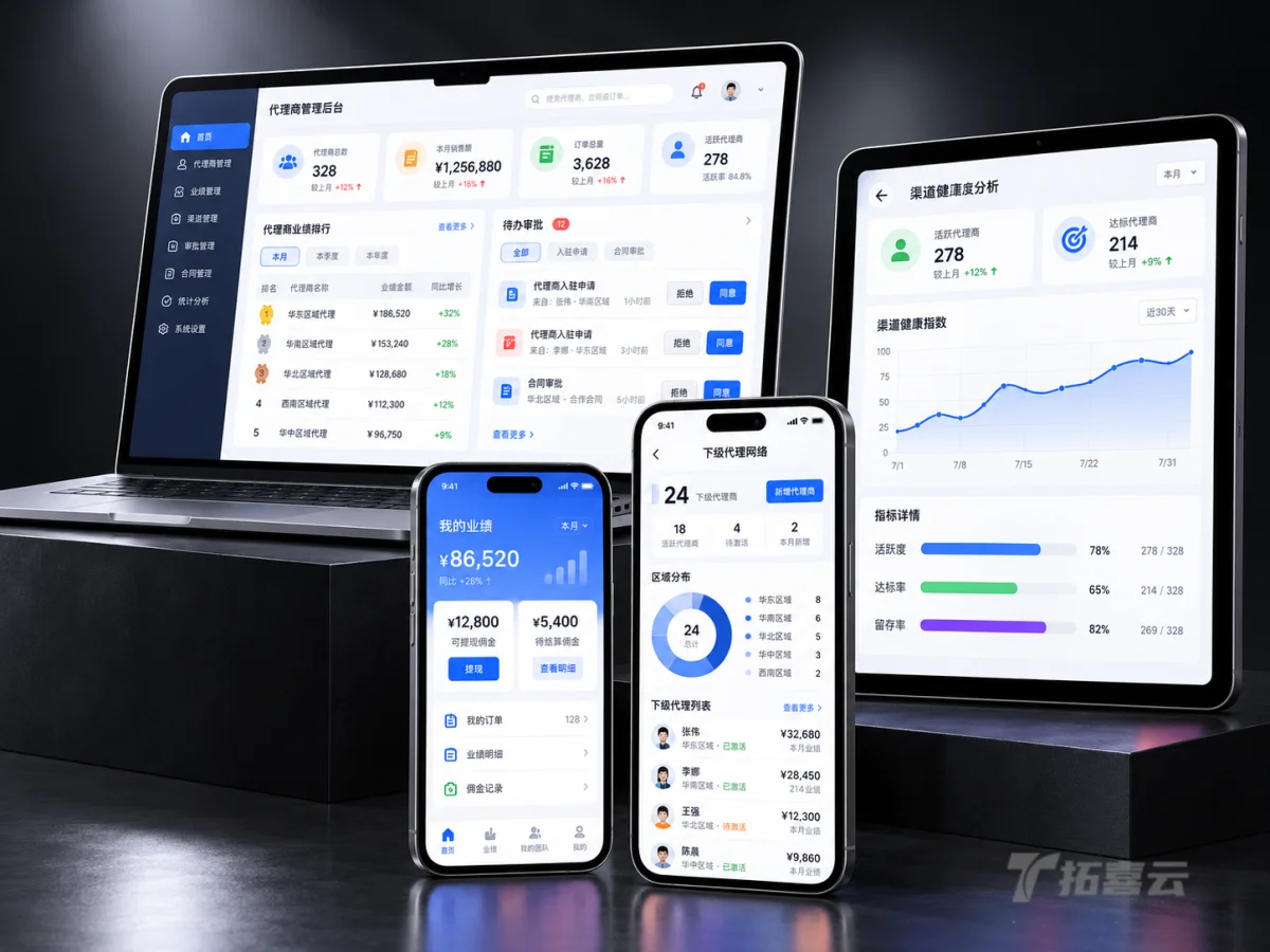系统为品牌方与代理商提供了多端协同的数据视图。